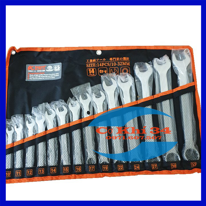 Bộ cờ lê vòng miệng 14 chi tiết 10-32mm kapusi japan