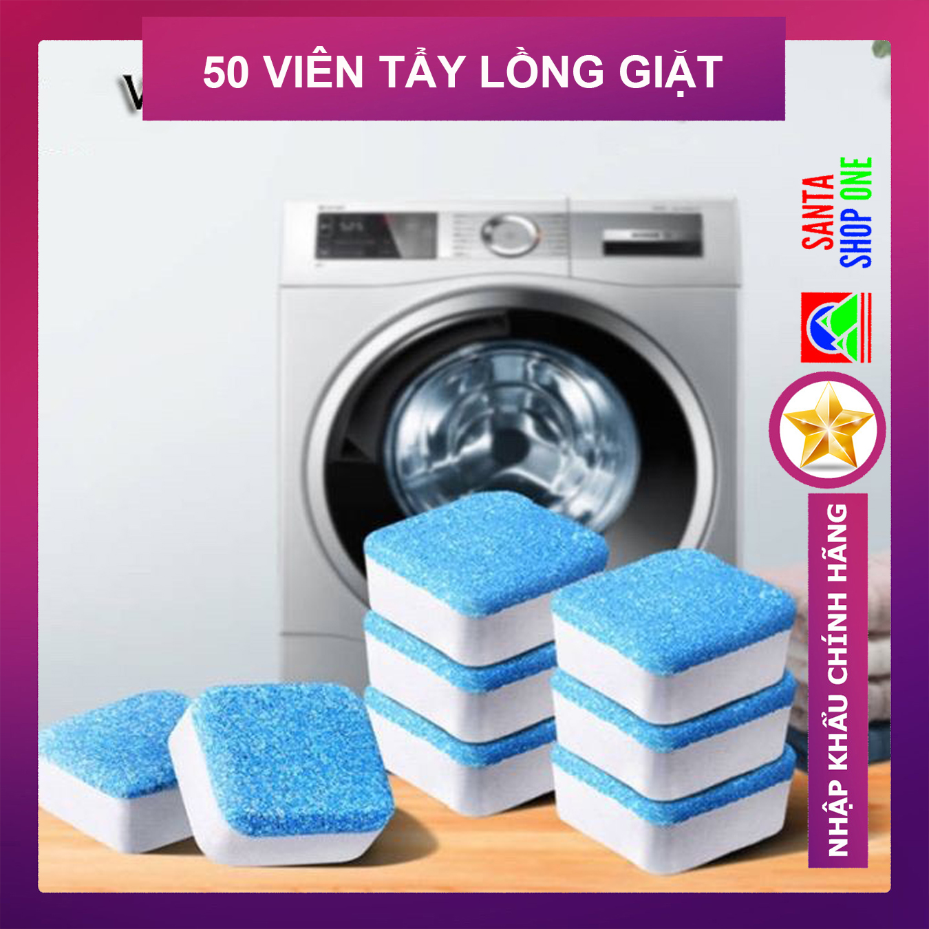 Viên tẩy vệ sinh lồng máy giặt diệt khuẩn và tẩy chất cặn lồng máy giặt hiệu quả