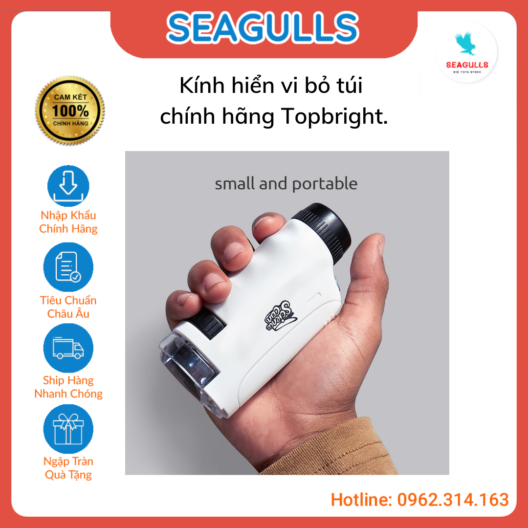 Kính hiển vi bỏ túi chính hãng Topbright, Đồ chơi trí tuệ khám phá khoa học cho bé Seasgulls