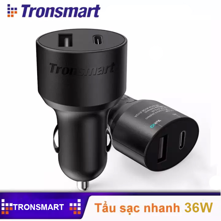 Tẩu sạc nhanh trên ô tô tronsmart c3pta tích hợp 2 cổng sạc 42w usb và tye c , hỗ trợ sạc nhanh hơn chỉ trong 30p sạc 80%