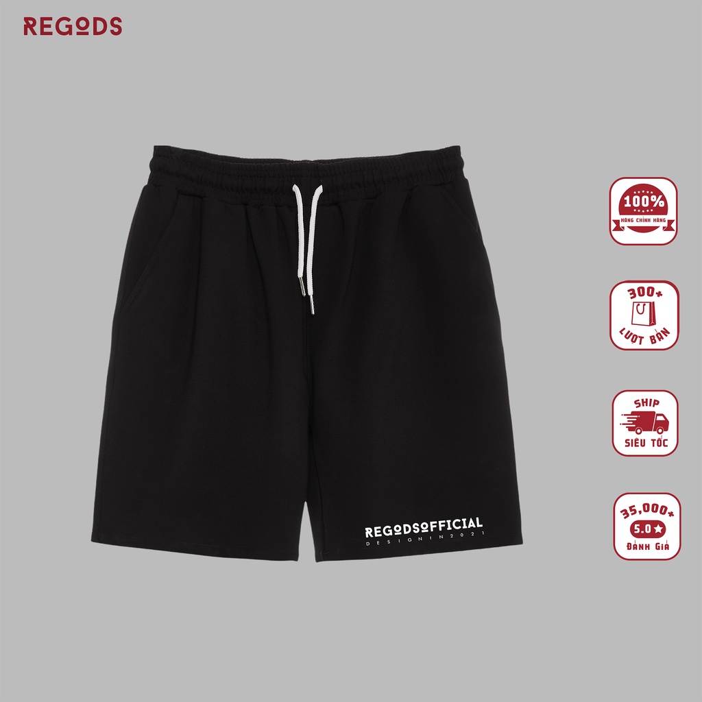 Quần short ngắn in Regods ống rộng form rộng unisex nam nữ lưng chun - Short SS2
