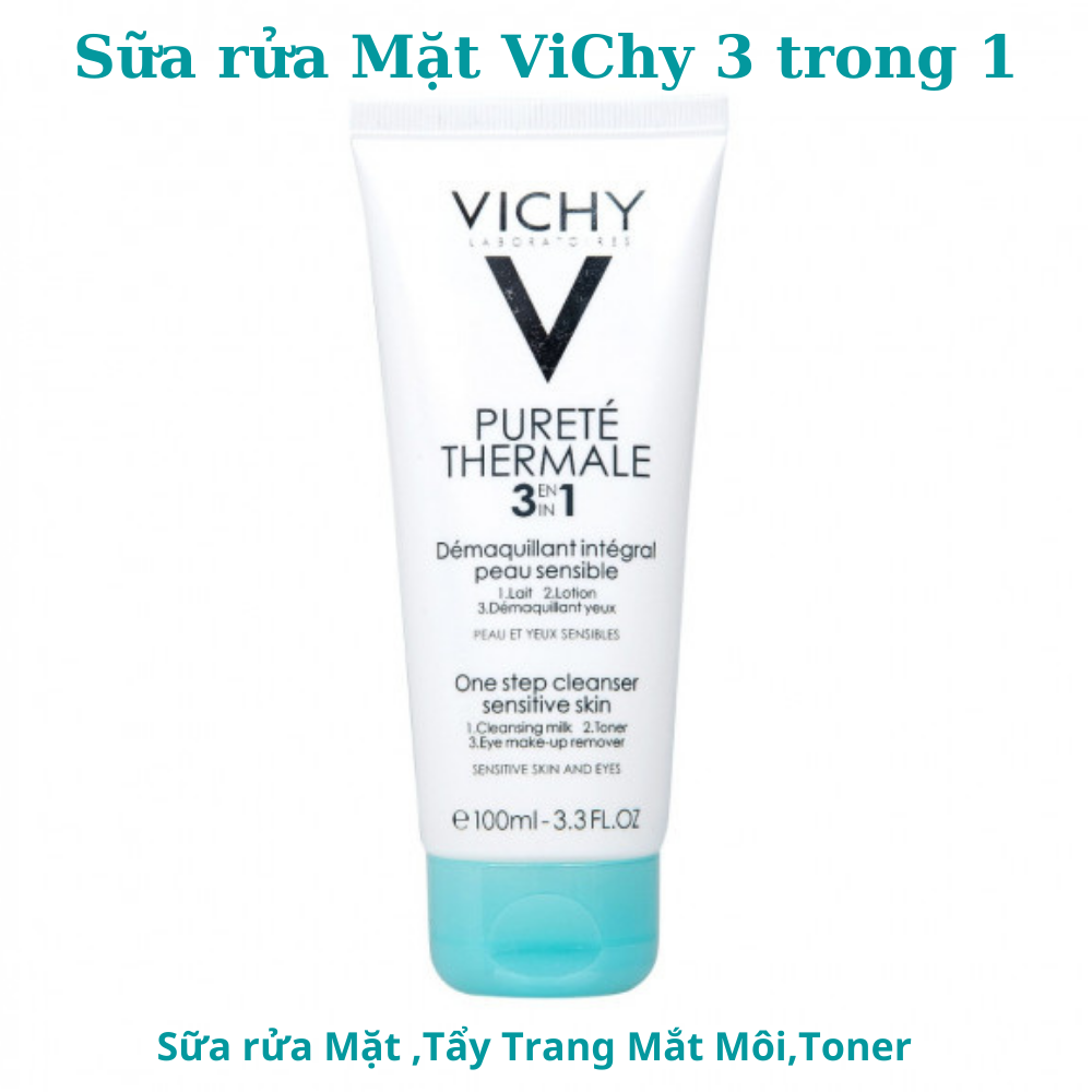 Sữa rửa mặt Vichy Purete Thermal 3 in 1 One Step Cleanser Sensitive Skin And Eyes-Sữa rửa mặt tẩy trang 3 in 1 Vichy 100ml