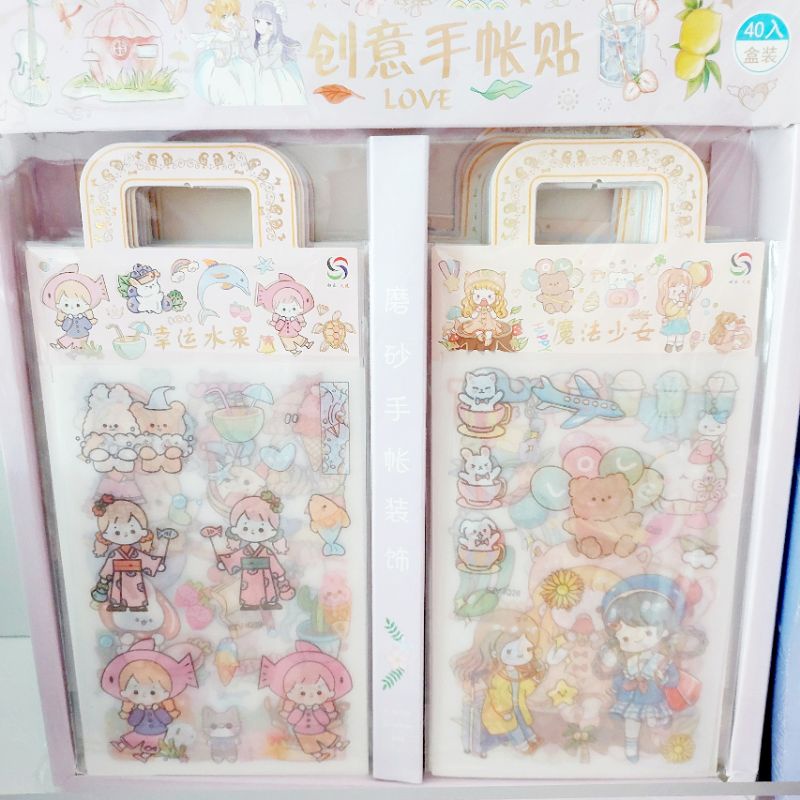 Set túi 4 tấm sticker nhũ cắt sẵn kèm 1 postcard