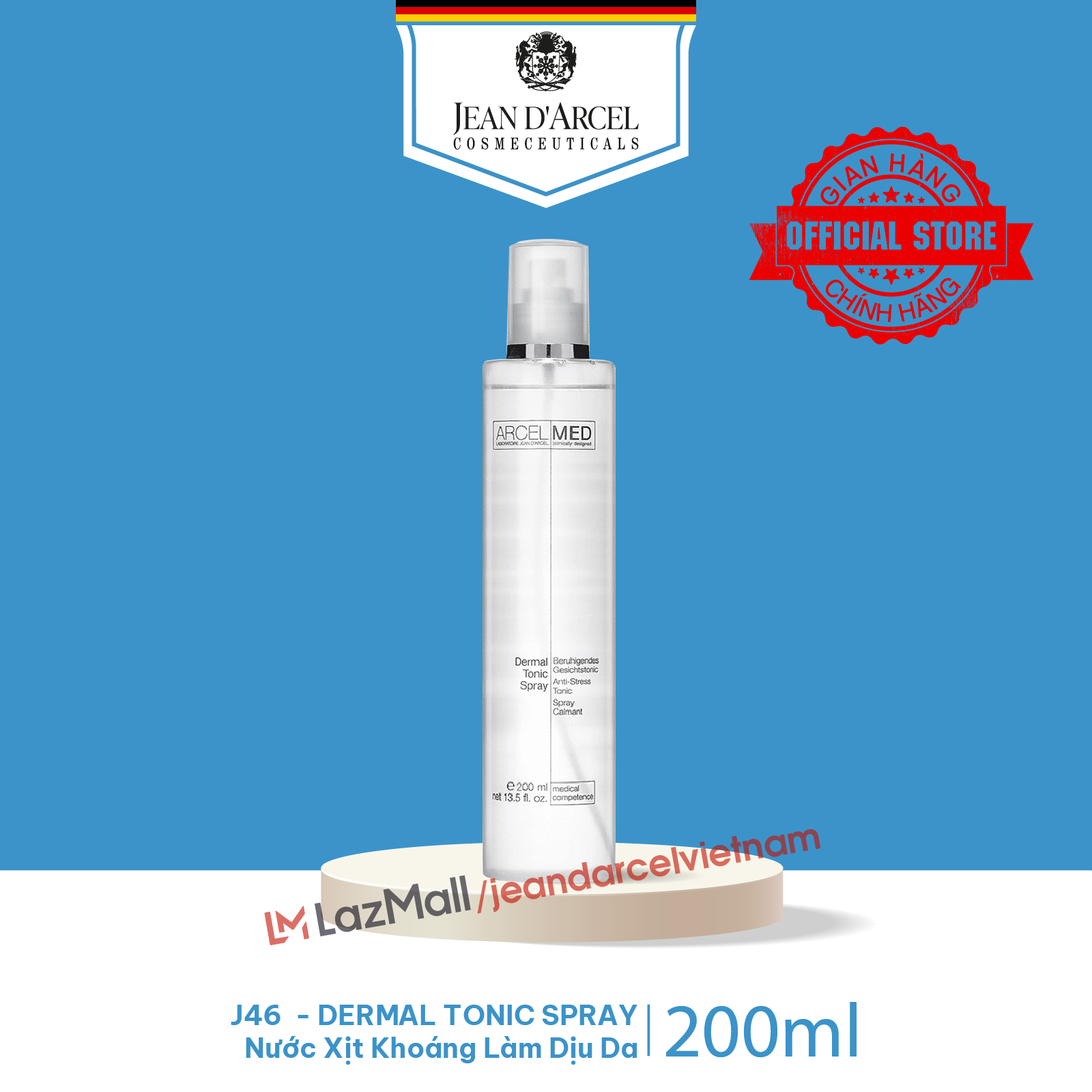 J46 nước xịt khoáng làm dịu da - dermal tonic spray 200ml - jean d'arcel