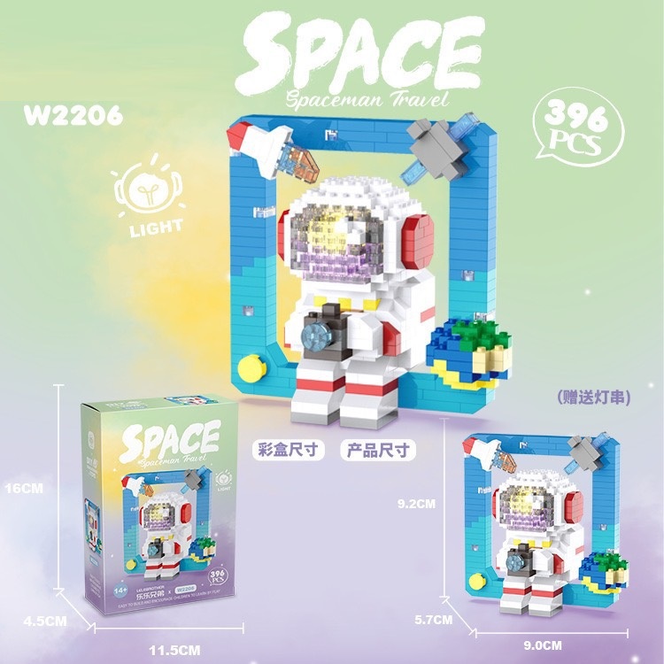 Lego phi hành gia ngồi khung ảnh, mô hình lắp ghép phát sáng, bộ xếp hình 3D phát sáng có kèm led 3BeeStore
