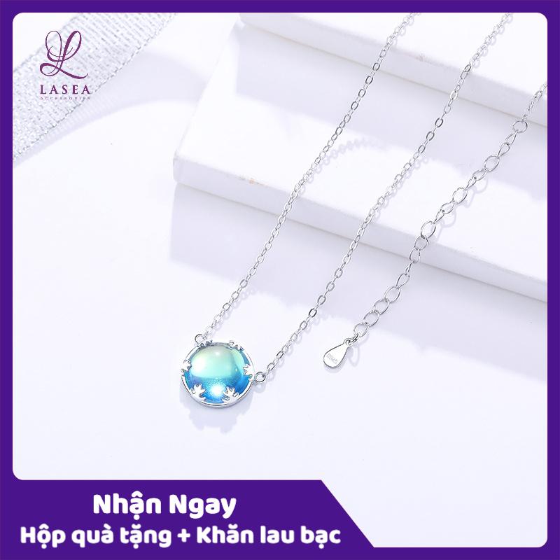 [HCM]Bộ dây chuyền liền mặt nữ trang sức bạc Ý S925 Lasea - Hoạ tiết hành tinh aurora xanh dễ thương A931