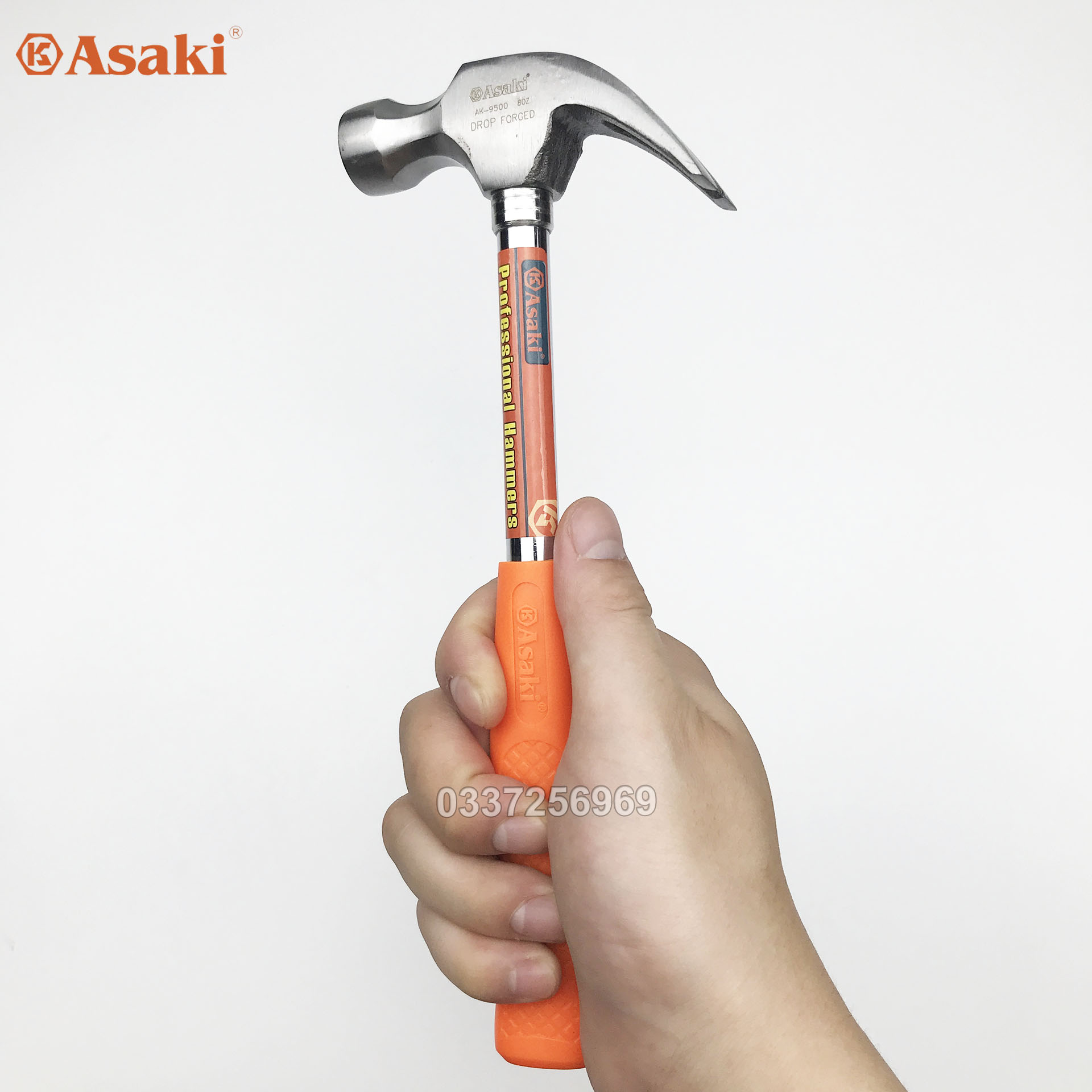 Búa nhổ đinh cán thép 227gr bọc nhựa asaki nhật bản ak-9500