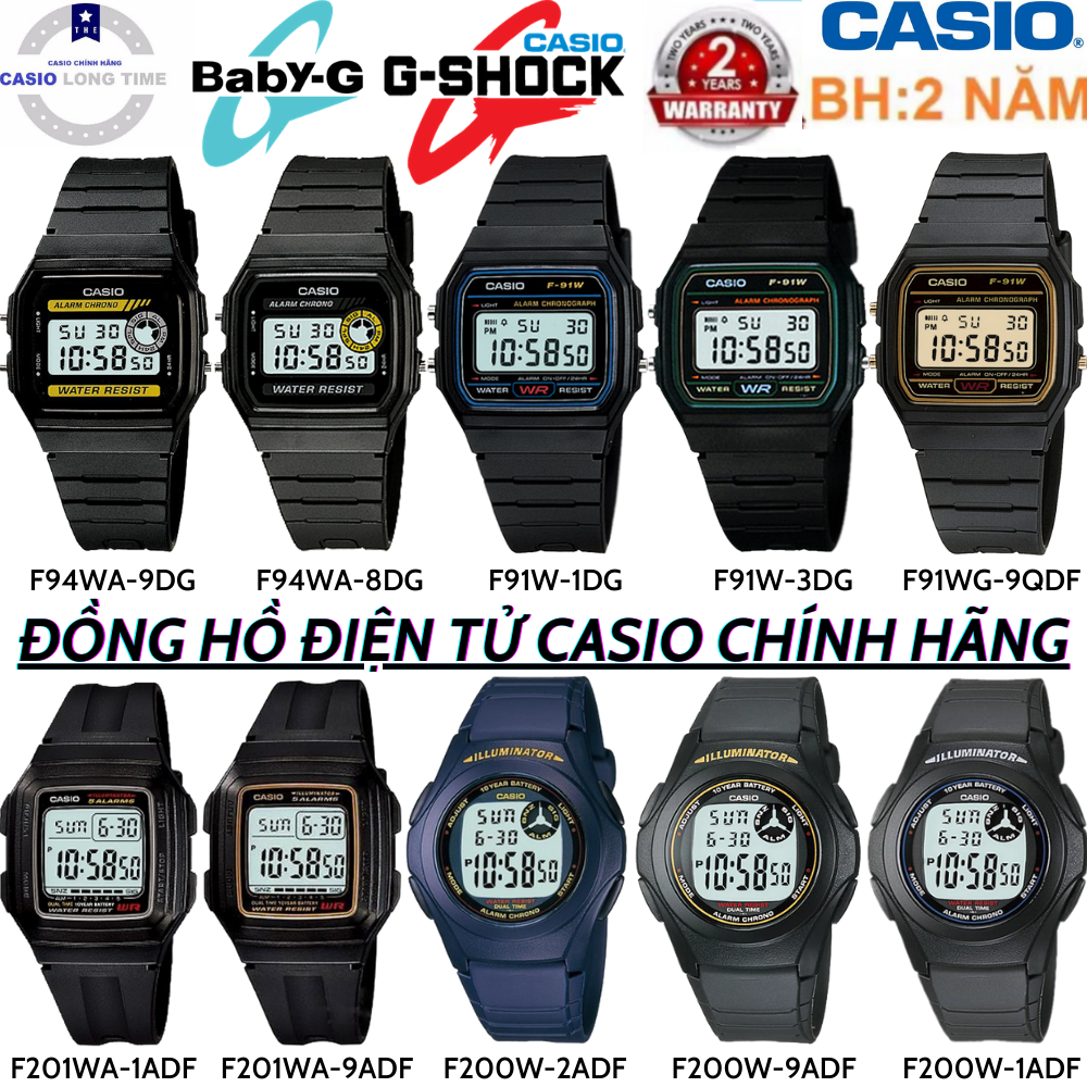 Đồng hồ điện tử casio chính hãng đồng hồ casio f-91, f-94, f-201, f-200 chính hãng japan mặt điện tử, tuổi thọ pin 10 năm, đồng hồ chống nước, đồng hồ nam, đồng hồ điện tử , đồng hồ nữ, đồng hồ