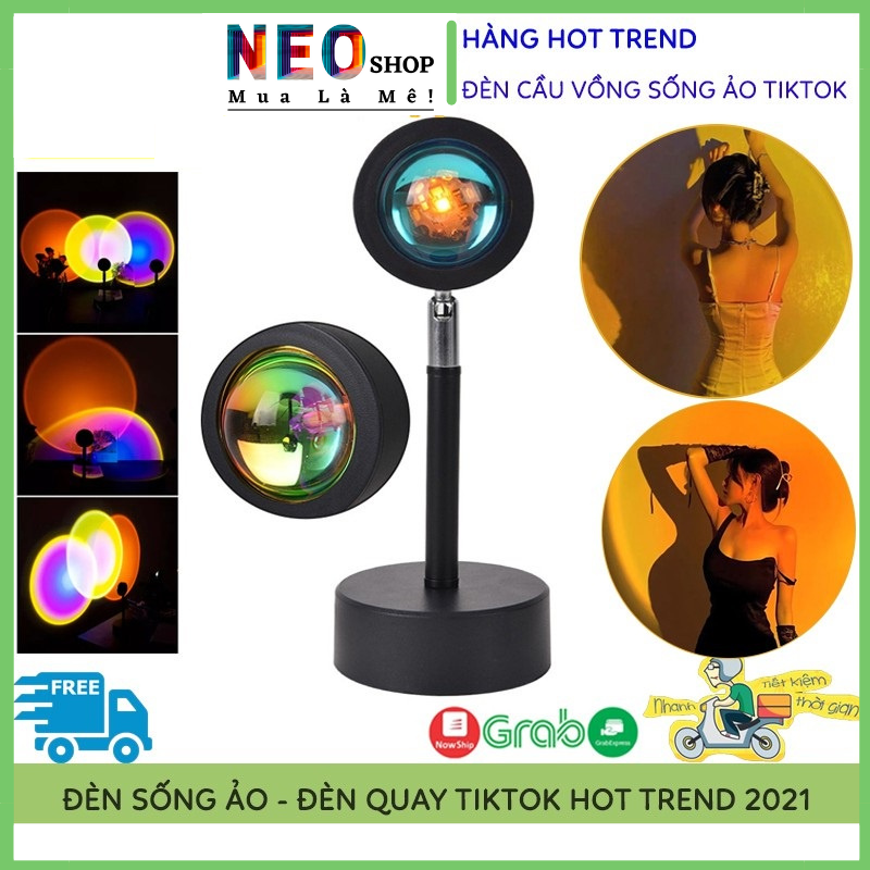Đèn led hoàng hôn 16 màu, đèn rgb sunset tiktok hot, đèn chiếu hoàng hôn, mặt trời, cầu vồng trang trí