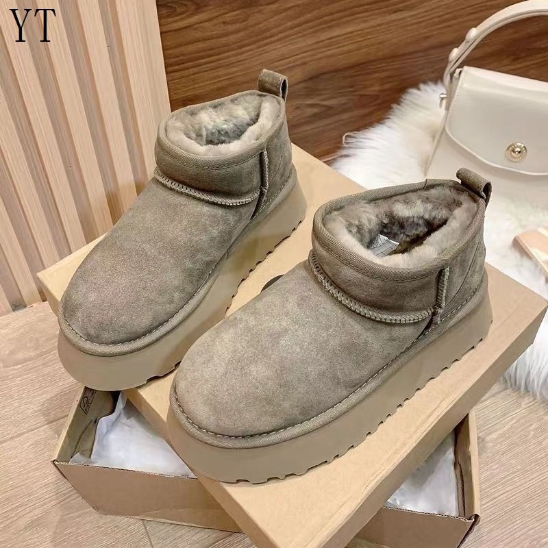 Giày Bốt Đi Tuyết Đế Dày Cổ Thấp Lót Lông Dày Dặn Chống Trượt Thời Trang
