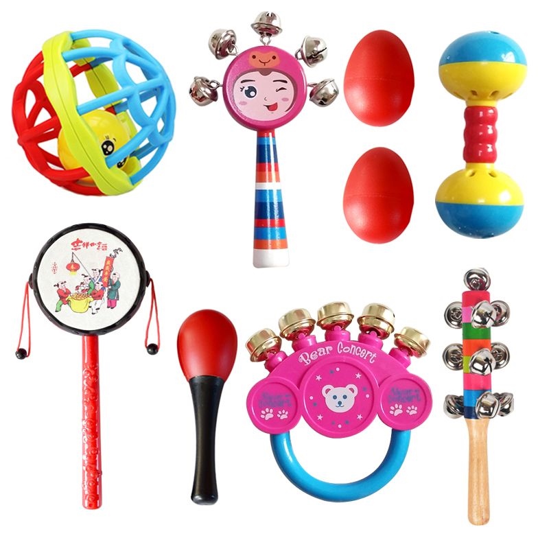 Ready Small baby maracas red ball hand rattles newborn babies grasping and