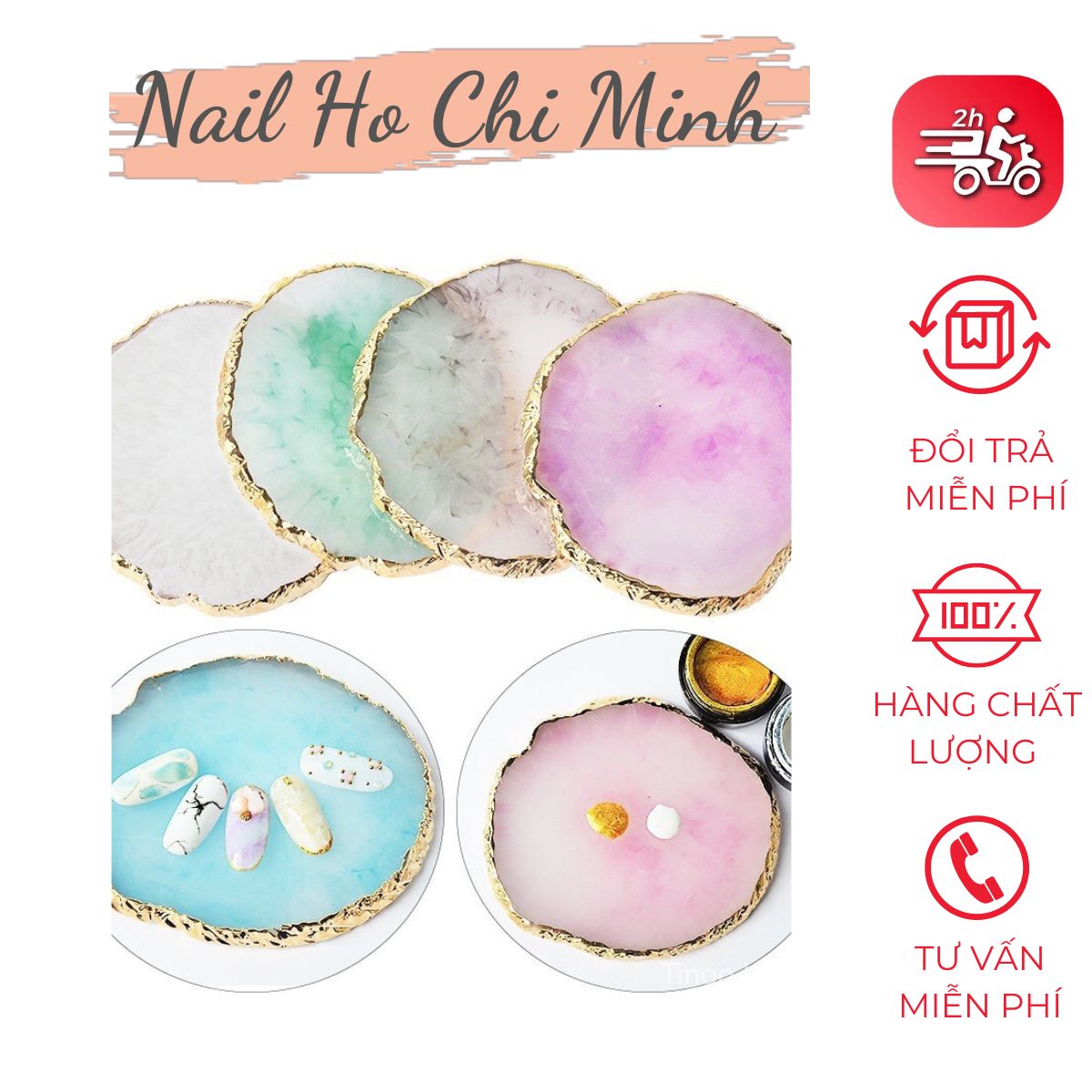 [HCM]Dụng cụ pha màu sơn gel , giá đỡ trưng bày hình tròn, Decor chụp ảnh Nail sang chảnh