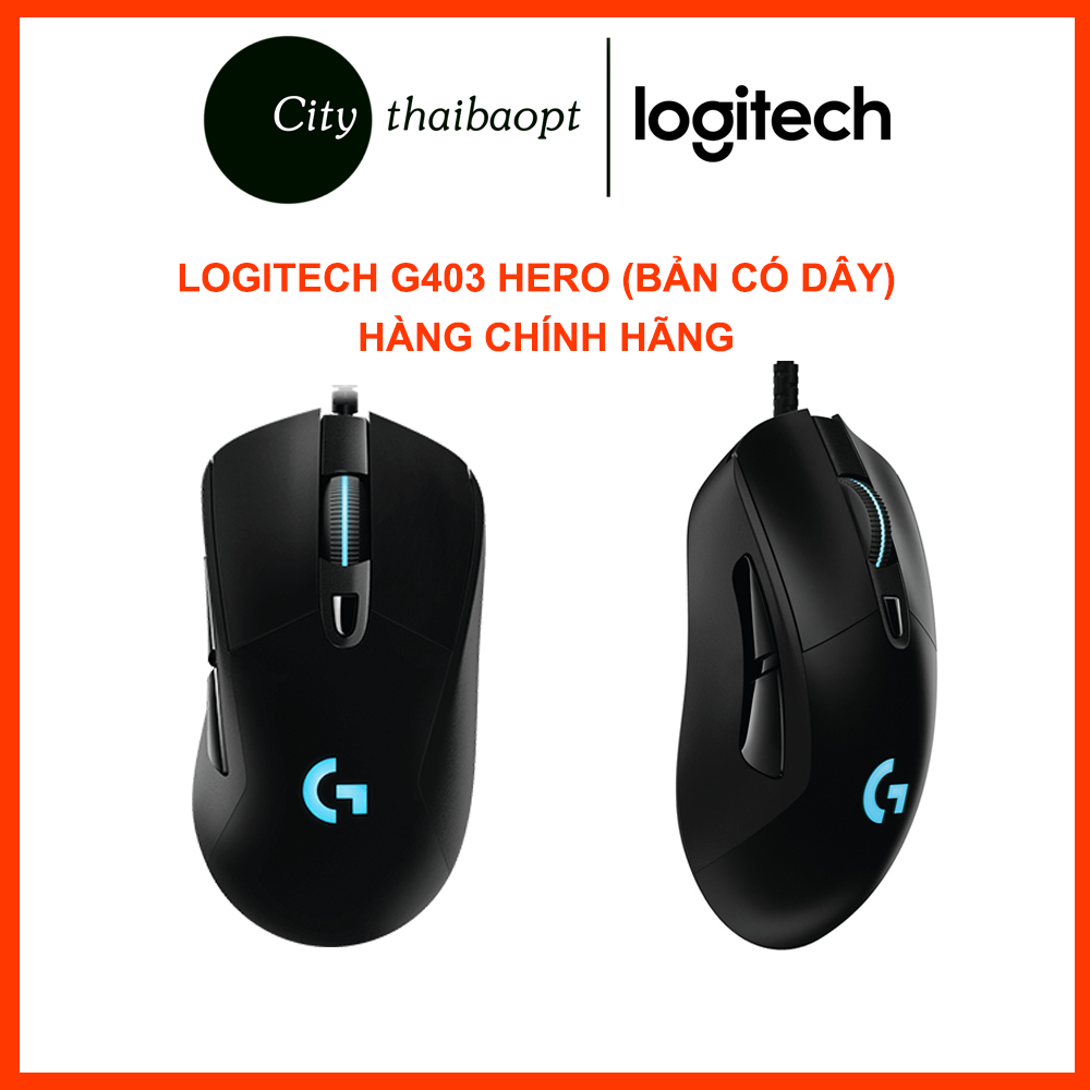 Chuột chơi game có dây logitech g403 hero 25600 dpi rgb 6 phím - hàng chính hãng