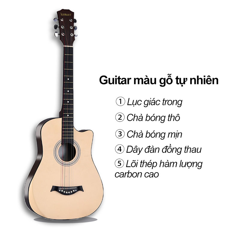 Đàn guitar cho người mới tập đàn guitar 38 inch tập luyện đàn ghi ta,Khẩu âm thanh tự nhiên và chân thật, có độ bền cao, dễ dàng sử dụng cho - 2