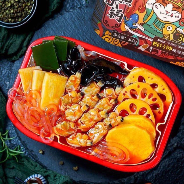 Lẩu tự sôi gấu trúc - xúc xích, bò viên, thịt bò