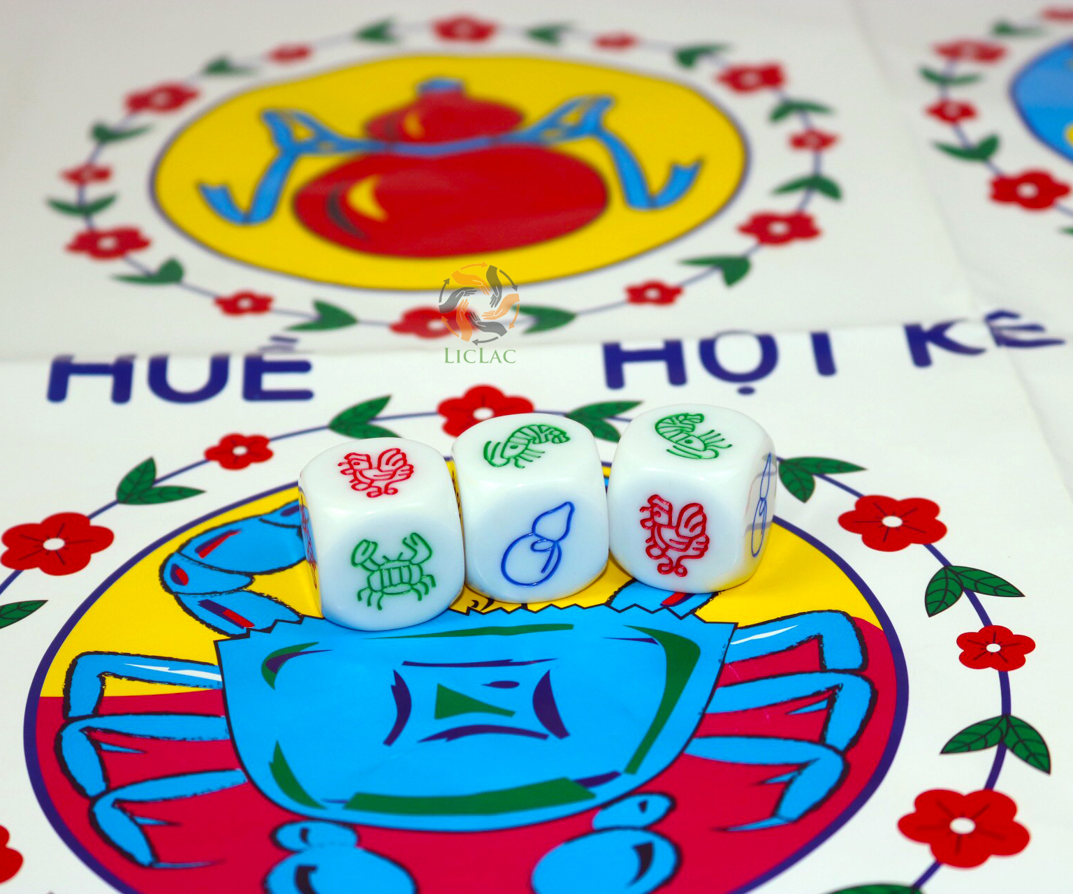 Bầu cua tôm cá xúc xắc bằng nhựa size lớn loại tốt, đồ chơi bộ bầu cua tôm cá board game - liclac shop