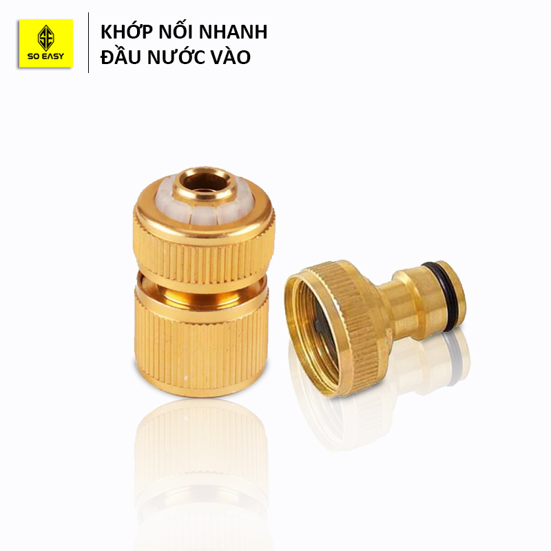 Bộ khớp nối nhanh bằng đồng - đầu nối nhanh dây cấp nước đầu VÀO máy rửa xe, may rua xe mini 220V, khớp nối nhanh dây hút nước-C0004-4