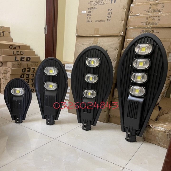 Đèn led chiếu sáng đường, đèn đường hình chiếc lá 200w, 150w, 100w, 50w ánh sáng trắng, vàng