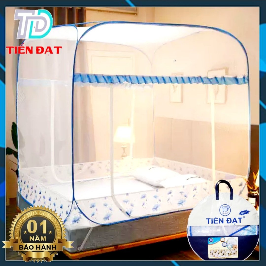 MÀN CHỤP TỰ BUNG  TIẾN ĐẠT VIỆT NAM LOẠI 1 - Màn chụp tự bung tiến đạt nhiều kích thước đỉnh vuông màu trắng chân diềm hoa xanh
