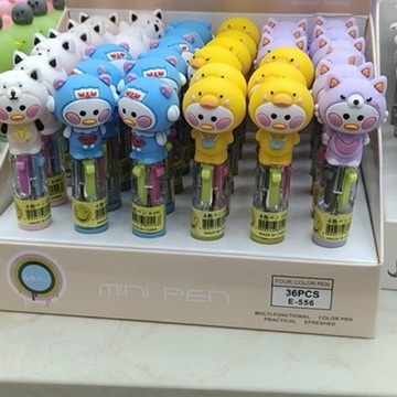 Viết bic 4 màu đầu thú ngẫu nhiên