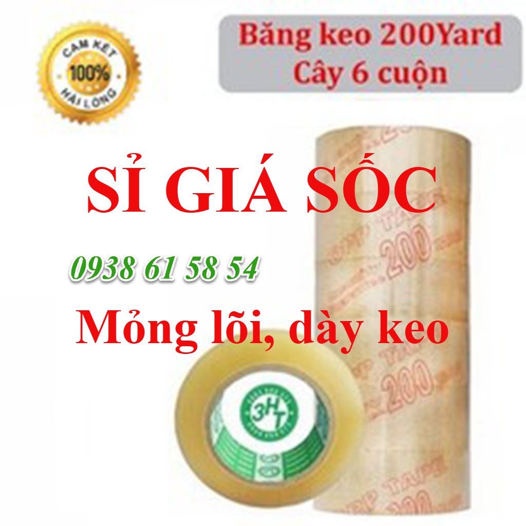 Băng keo mỏng lõi 200y/cây gồm 6 cuộn