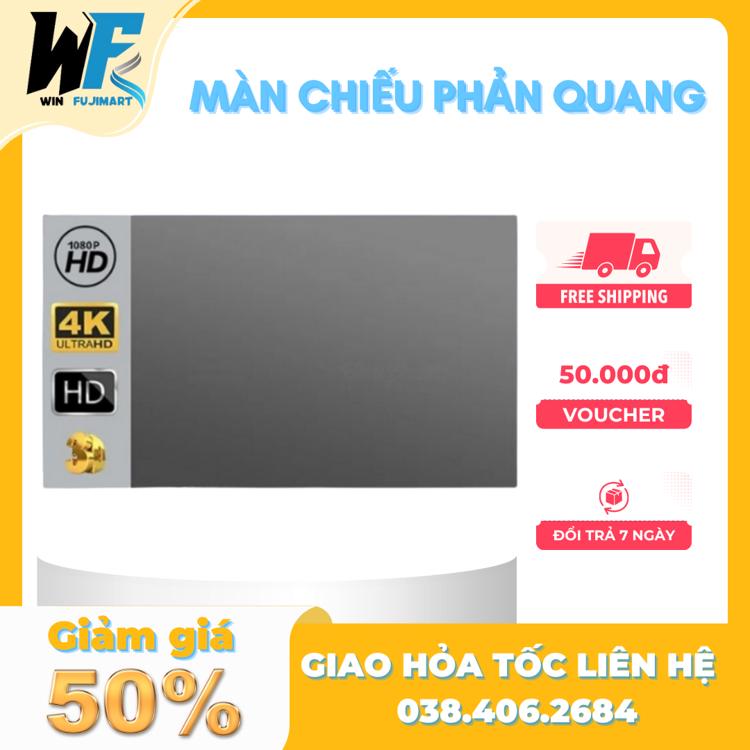 Màn chiếu phản quang dán tường cao cấp, Màn chiếu phản quang 100 inch, 120 Inch độ tương phản cao chống ánh sáng có thể gấp gọn được bán tại WIN FUJIMART