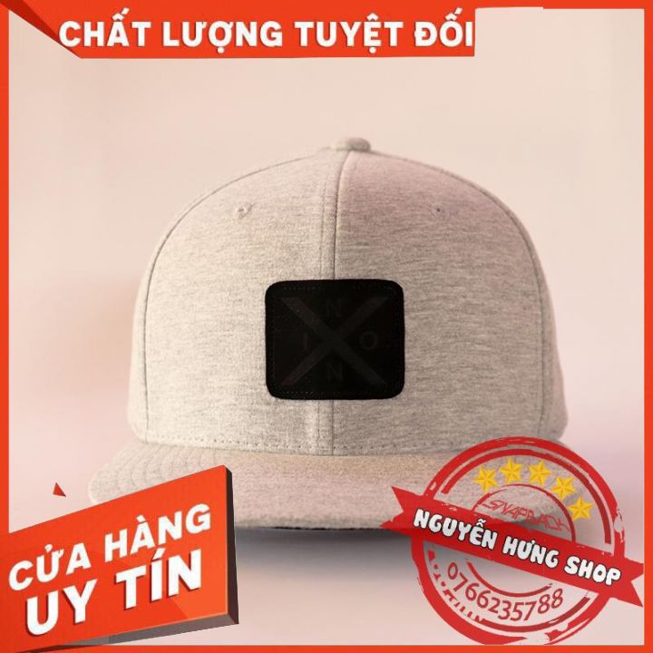 Nón snapback - nón hiphop trơn xám bạc logo NIXON vuông