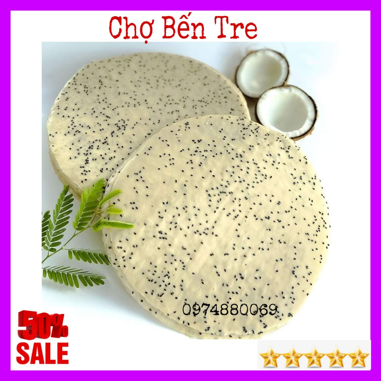 Bánh tráng dừa mỹ lòng bến tre chưa nướng- chợ bến tre