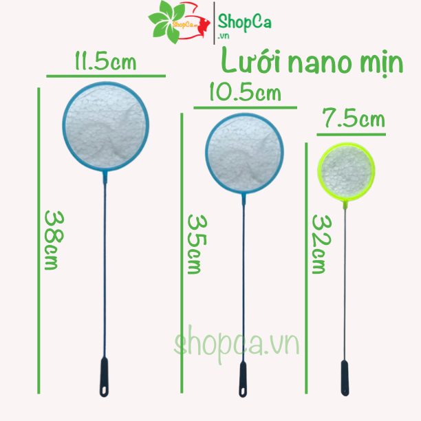 Vợt cá tròn lưới nano siêu mịn cán dài 32 cm