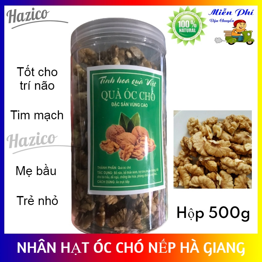Nhân quả óc chó nếp Hazico 500g hạt óc chó tốt cho mẹ bầu , não bộ trẻ nhỏ tốt cho tiêu hóa, hỗ trợ giảm cân, cải thiện giấc ngủ, món ăn vặt ưa thích của các chị em