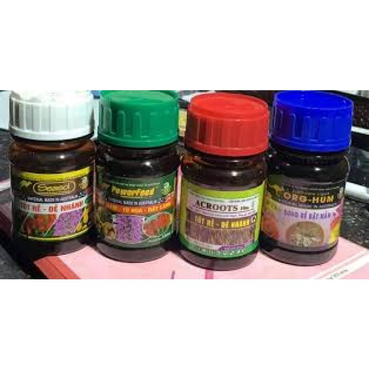 Bộ 4 Phân bón Australia Kích Rễ - Kích Chồi - Kích Hoa / Seasol - Org Hum - Powerfeed - Acroot