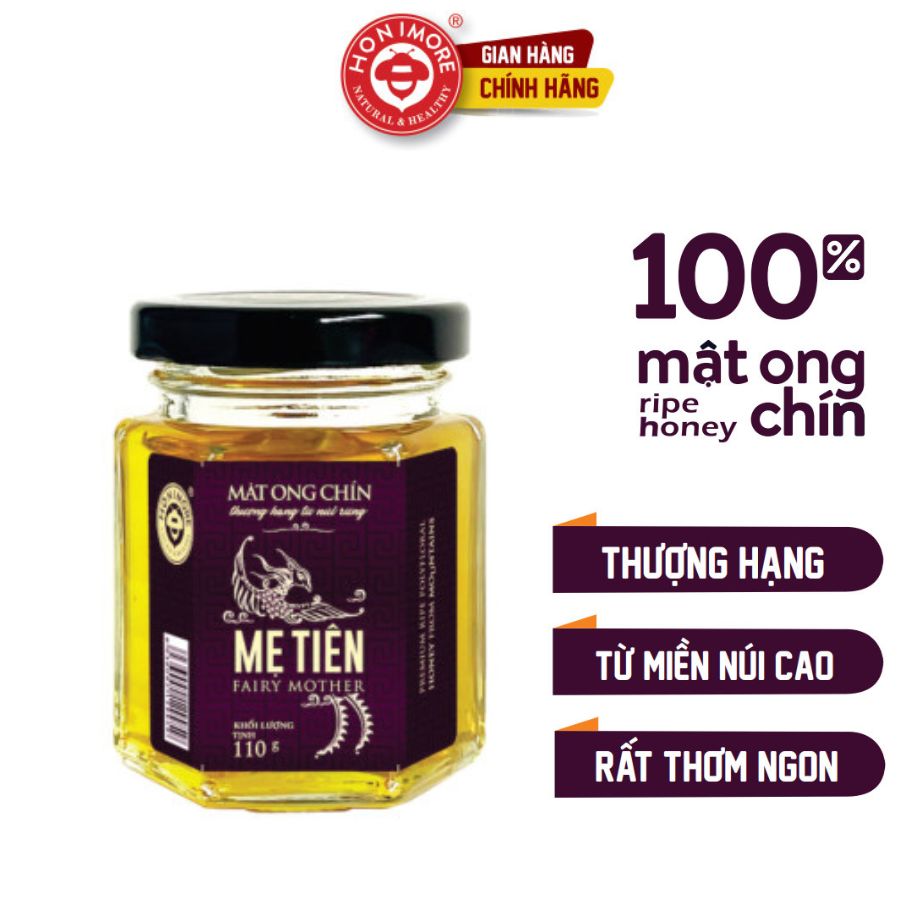 Mật ong rừng, mật ong nguyên chất Honimore Mẹ Tiên chai 110g - Mật Ong Đa Hoa - mật ong - mật ong rừng nguyên chất -Mật ong nguyên chất giúp tăng cường sức đề kháng, hỗ trợ cải thiện ho, khàn tiếng, đau dạ dày