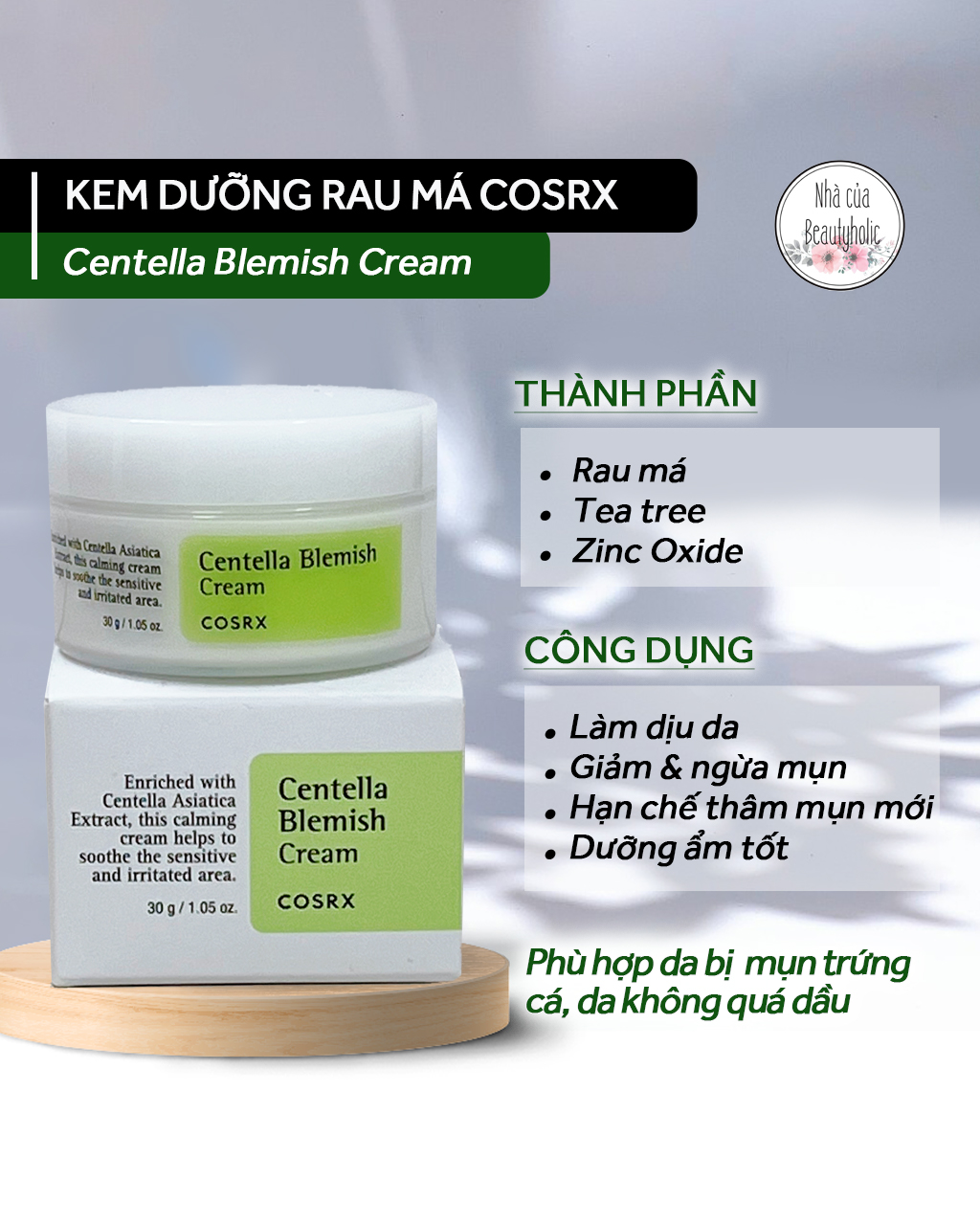 Kem dưỡng rau má cosrx centella blemish cream