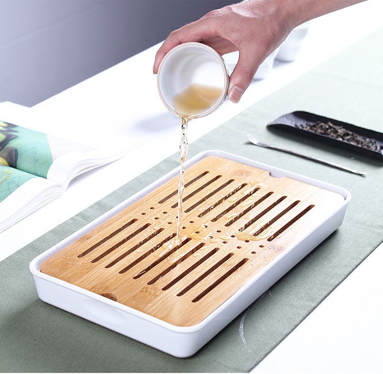[HCM]Khay trà bàn trà gỗ có mâm hứng nước tiện lợi tinh tế nhiều kích thước TTU75398- Tặng Khăn rằn san hô thấm hút 2 mặt dày nhung TT908