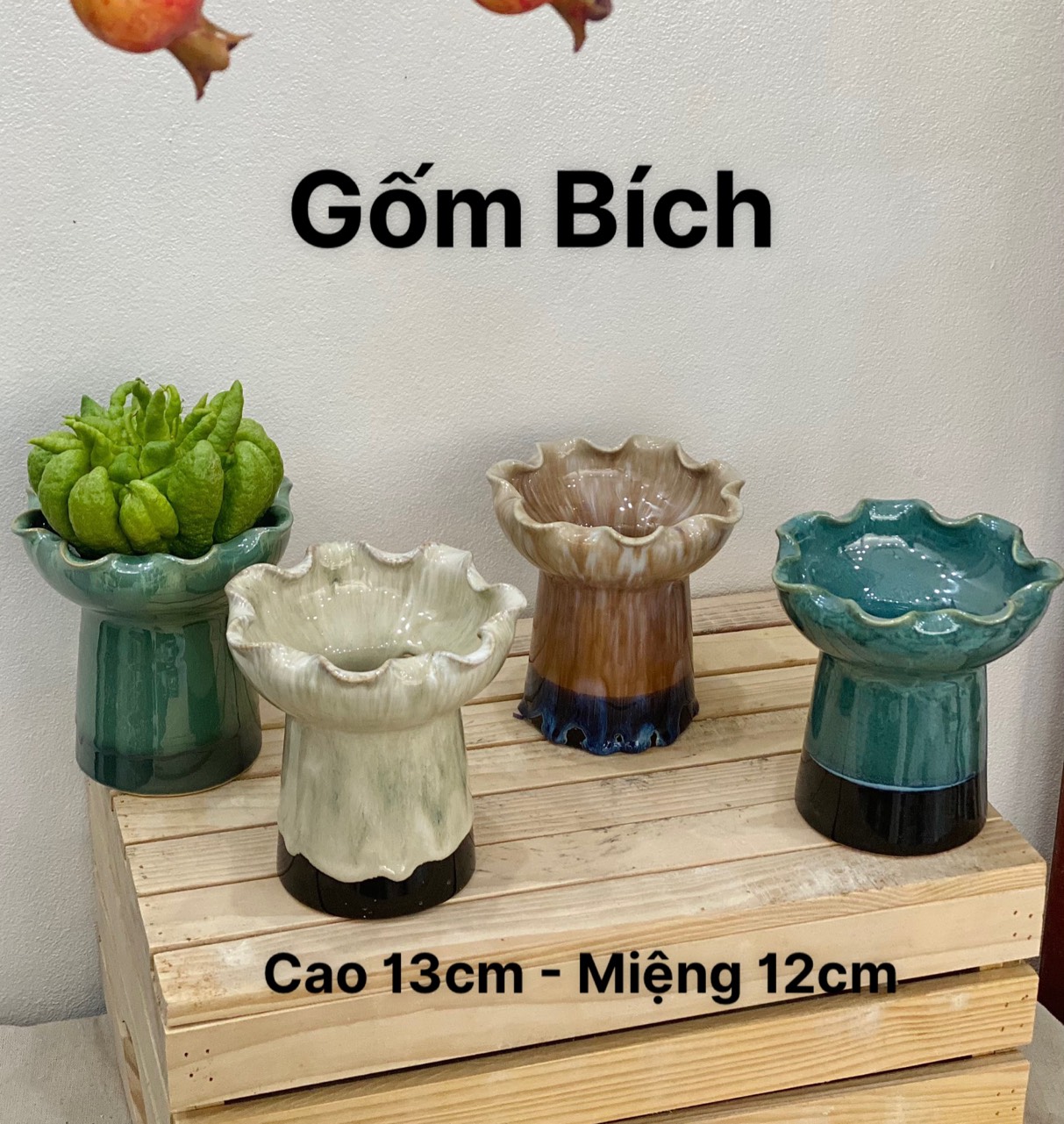 Ly cốc sứ đựng phật thủ ly cắm hoa trưng ban thờ men hỏa biến gốm sứ bát tràng - gốm bích