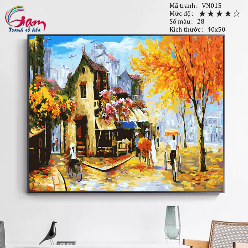 Giảm Giá Tranh Tô Màu Theo Số Sơn Dầu Số Hóa Gam Tranh Phong Cảnh Việt Nam  Mùa Thu Phố Cổ Mã Vn015 - Beecost