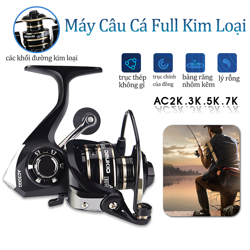 Máy câu cá deukio ac,máy câu cá full kim loại cao cấp,máy câu đứng 2000 đến 7000