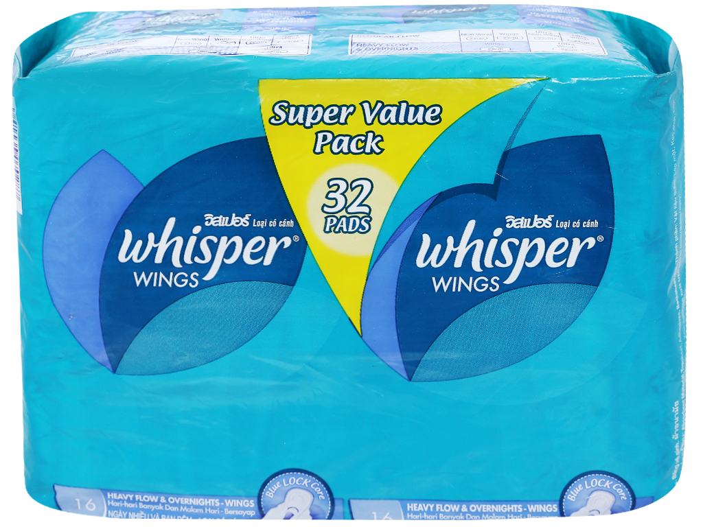Băng vệ sinh ban đêm Whisper siêu bảo vệ 32 miếng