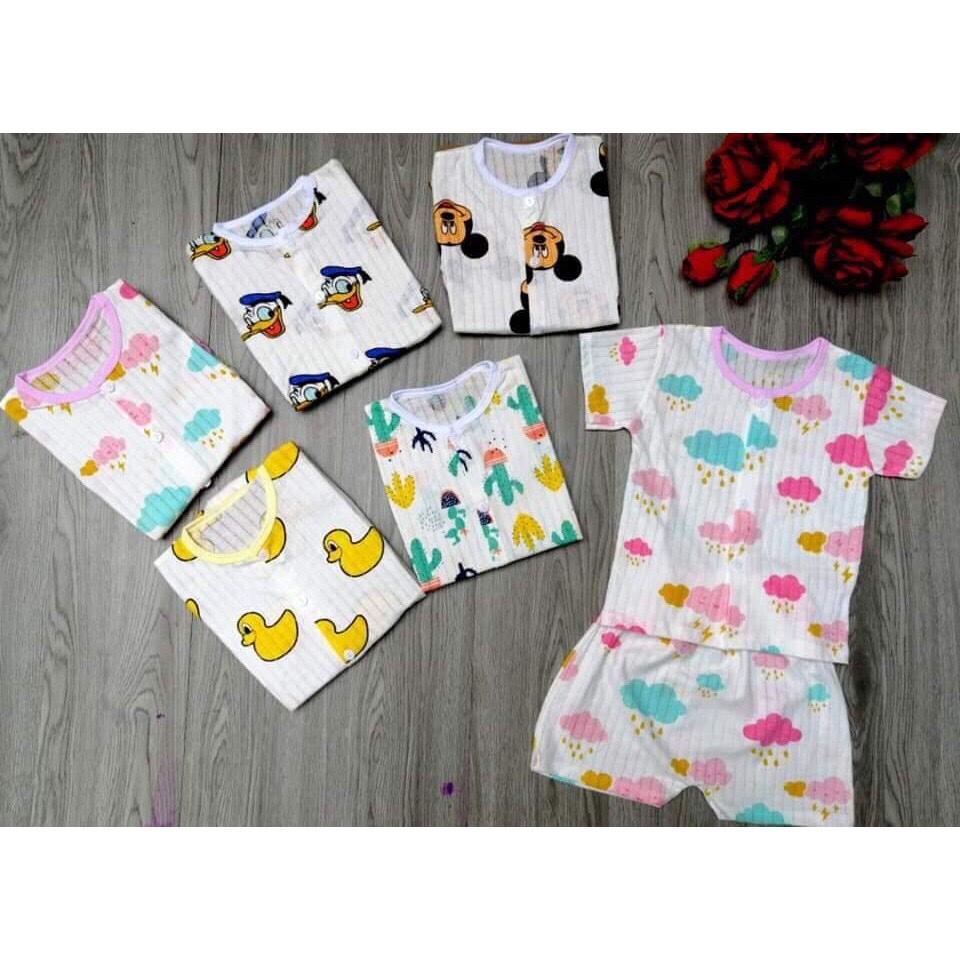 Set 05 Bộ quần áo cộc tay cotton giấy khuy giữa