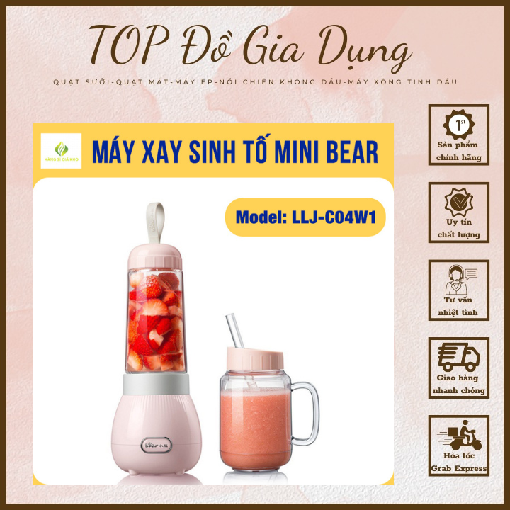 Máy xay sinh tố mini cầm tay bear llj-c04w1-máy xay trái cây - bảo hành12 tháng
