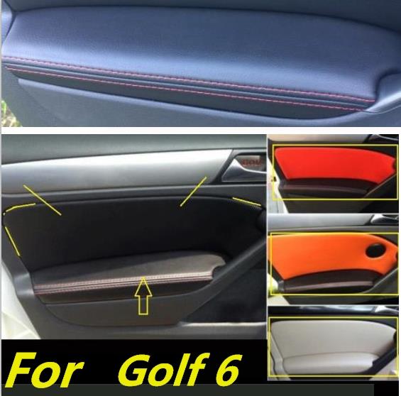 Cho Volkswagen golf 6 sợi nhỏ phía trướcPhía sau bảng điều khiển cửa tay vịn da bảo vệ bìa với núi phụ kiện xe nội thất