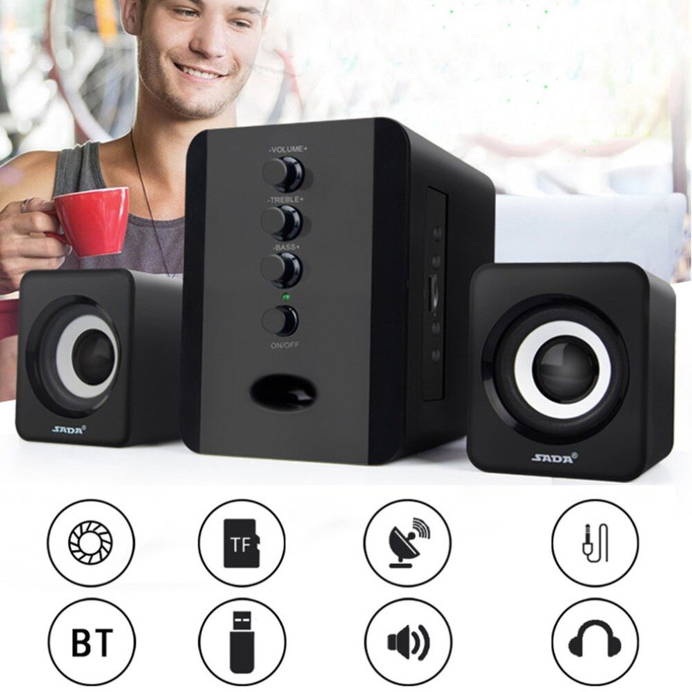 Loa nghe nhạc hay, Loa vi tính SADA D202 âm thanh siêu trầm, có núm chỉnh BASS Và TREBLE, thuộc Top sản phẩm loa vi tính hay hơn loa vi tính Microlab