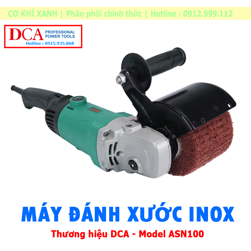 Máy đánh xước inox cầm tay dca asn100, công suất 1400w, điều chỉnh 6 tốc độ
