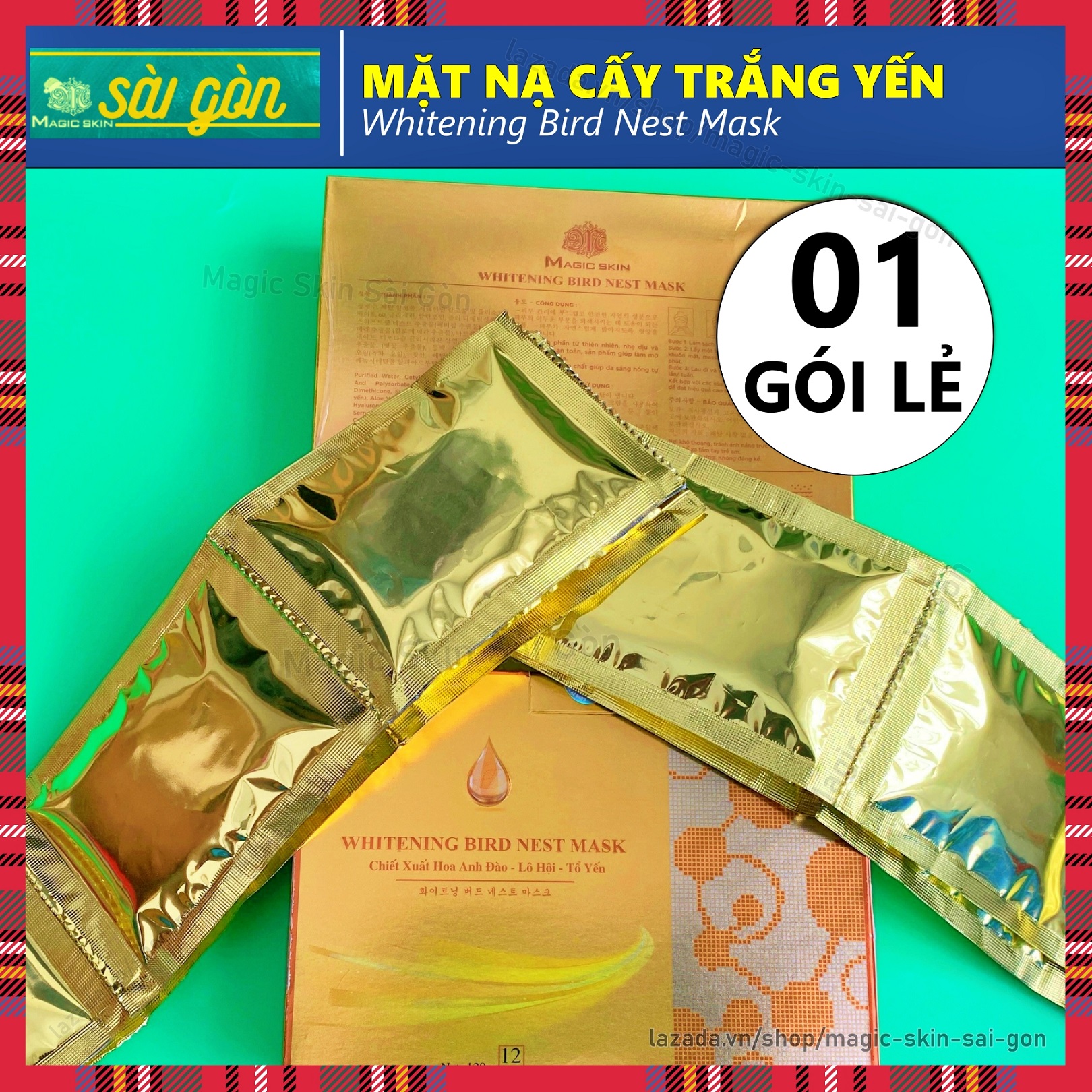 01 gói Mặt nạ Ủ TRẮNG DỊCH YẾN Magic Skin WHITENING BIRD NEST MASK dùng 2-3 lần