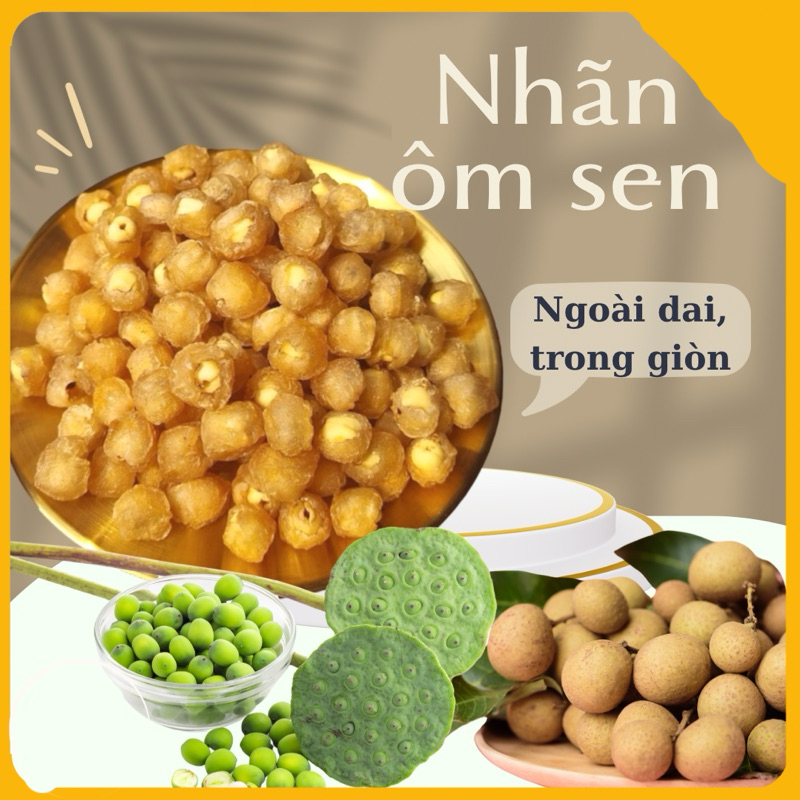 LONG NHÃN ÔM SEN  sấy khô nguyên chất ko tẩy ko tẩm đường - date luôn mới-200gr