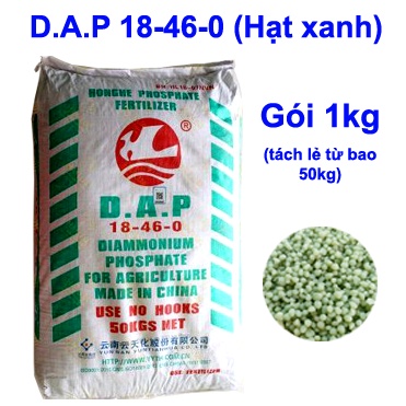 1kg Phân bón DAP 18-46-0 hạt xanh - Thúc đẩy đẻ nhánh, ra chồi, phát triển hoa, trái và phát triển hạt