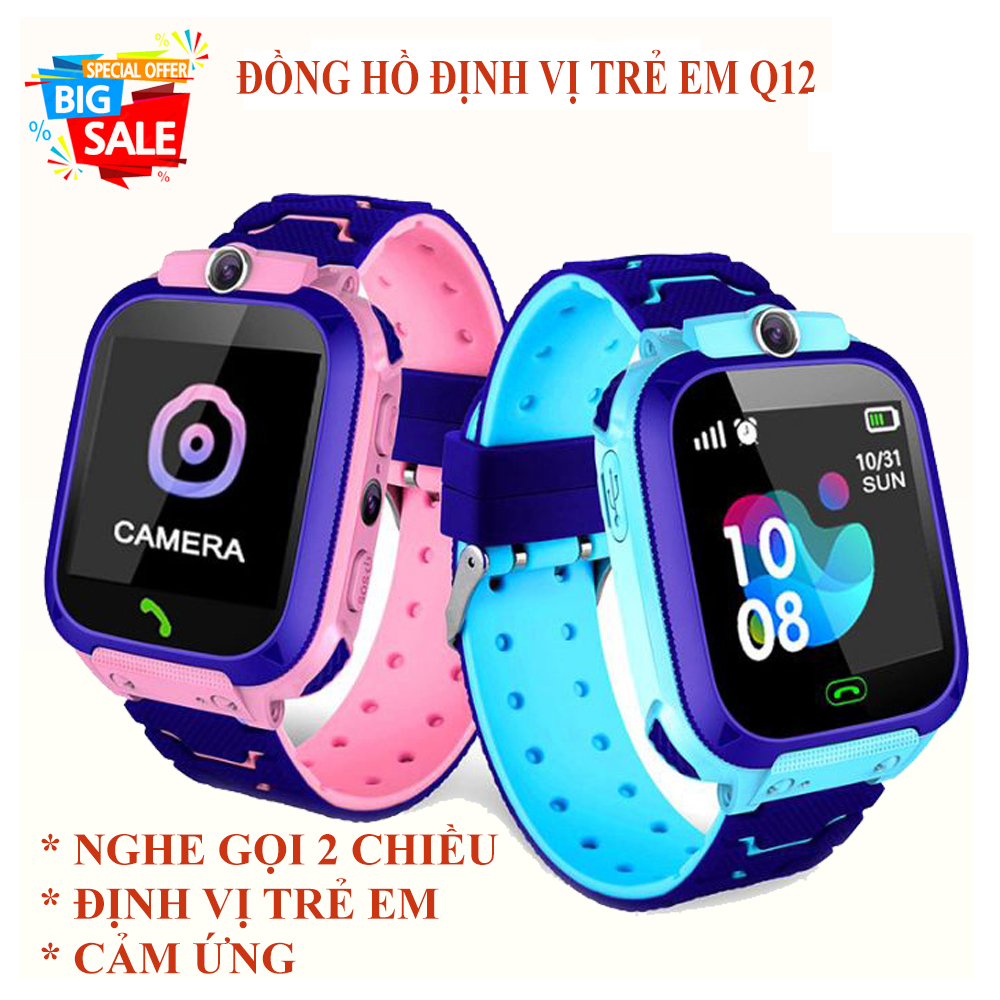 [Camera] Đồng Hồ Định Vị Trẻ Em Q12, Đồng Hồ Thông Minh Giám Sat Trẻ Em Chống Nước Q12,  Nghe Gọi 2 Chiều Gọi Khẩn Cấp SOS, Đồng Hồ Thông Minh giao diện tiếng việt- Chống Nước IP67 bảo hành 12 tháng 1 đổi 1