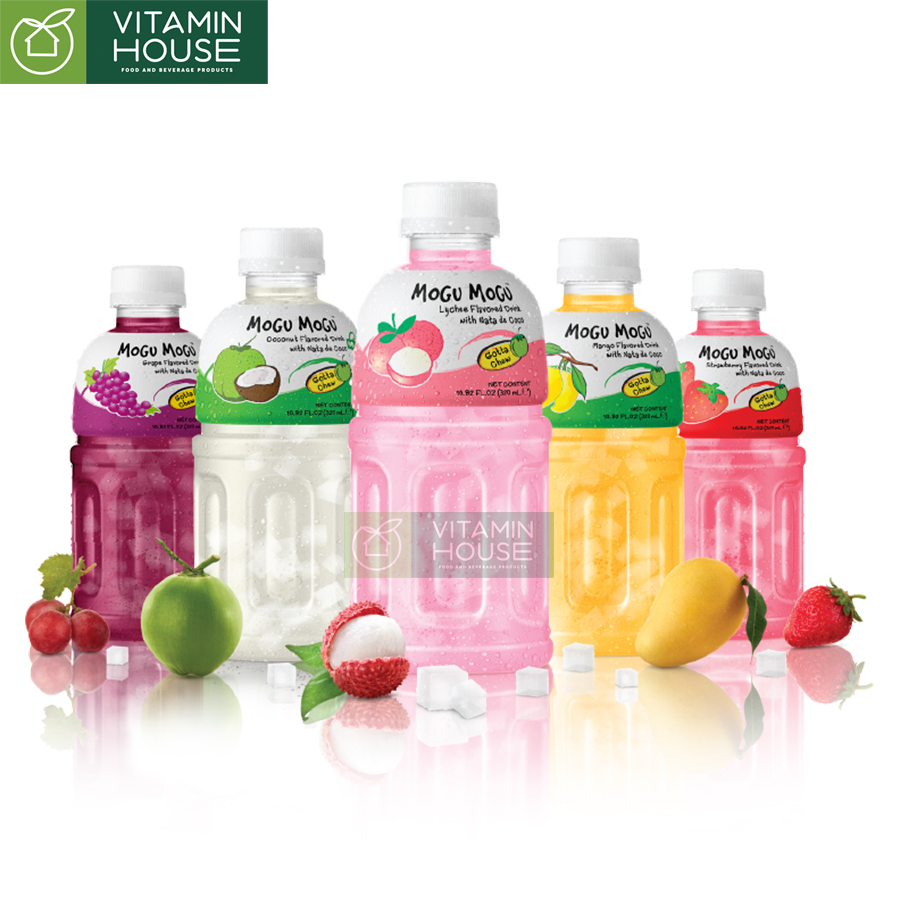 Nước uống Mogu Mogu vị vải/ xoài/ dâu/ dứa/ ổi với thạch dừa 320ml