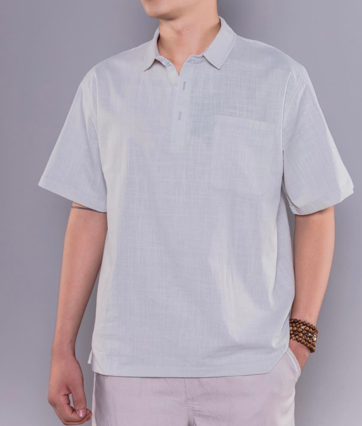 Áo đũi cổ Polo cao cấp màu TRẮNG - 3