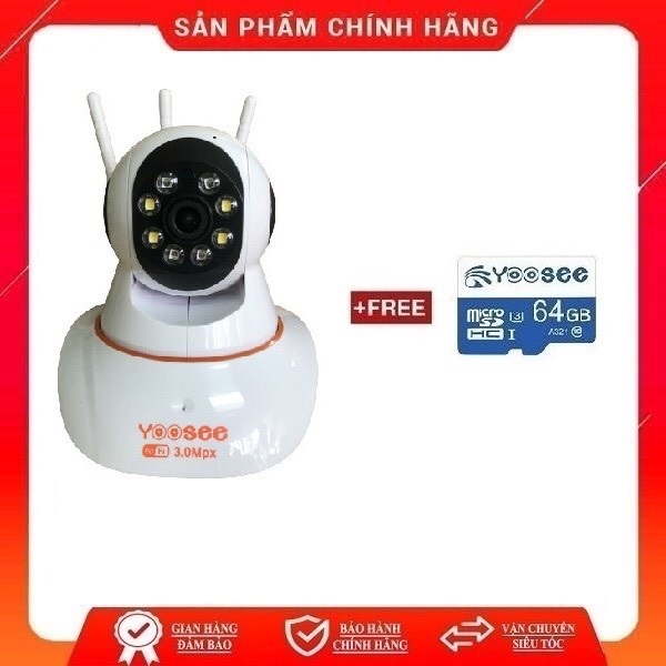 [ Quay Đêm Có Màu ] Bộ camera giám sát trong nhà IP Yoosee 3 râu 3.0MP Full HD xoay 360 độ đàm thoại 2 chiều, có màu ban đêm